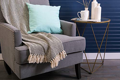 DII Chevron Throw Collection Handloomed Cotton, 50x60, Black - color: Black, size: 50x60"