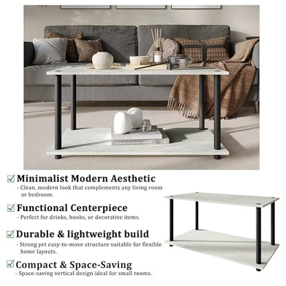 Coffee Table with Open Storage Shelf, Modern Design, Brown - color: Brown