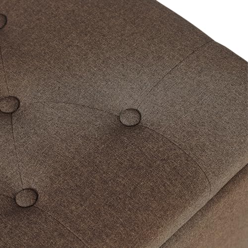 24'' Fabric Ottoman with Storage Rectangle Foot Rest Ottomans Stool for Living Room(Coffee) - color: Coffee