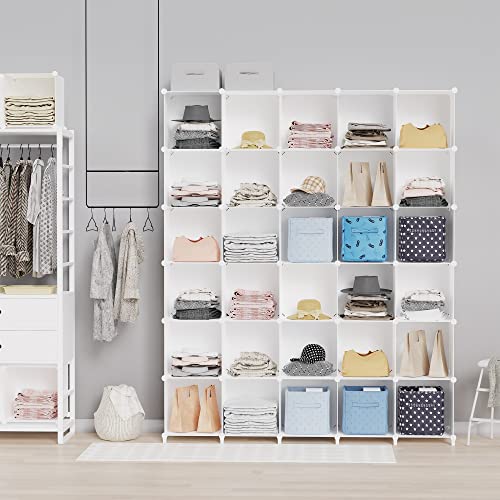 HOMIDEC Closet Organizers and Storage, 16 Cube Storage Organizer, White | Portable Closet Organizer System Bookshelf Storage Cubes Shelves for Bedroom, Kids Room, Bathroom, Wardrobe, Clothes Rack - color: White, size: X-Large