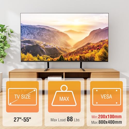ELIVED Universal Table Top TV Stand for Most 27-55 Inch Flat/Curved TVs | TV Base Height Adjustable Legs Stand, Replacement TV Feet Holds up to 88lbs, Max VESA 800x400mm