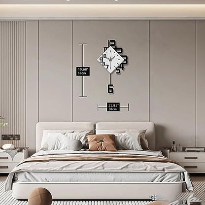 Decorative Wall Clock for Living Room Large Modern Clocks Silent | Pendulum Battery Operated for Bedroom Office Kitchen Home Decor Black Wood Silent Analog Wall Clock Non Ticking 11.8*19.7inch - size: 12*20 inch
