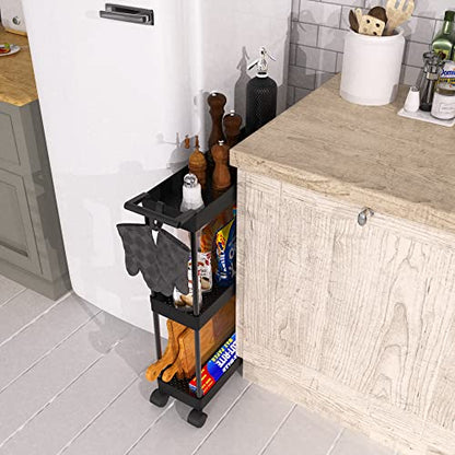 Simple Houseware 3-Tier Slim Rolling Cart w/Handle 5.5" Wx27.5 H, Black | Storage Cart for Narrow Space (5.5-Inch Wide) Kitchen, Bathroom, Laundry Room - color: Black