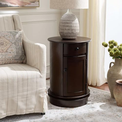 SAFAVIEH Furniture - Tabitha 1-Drawer Accent Table - Dark Chocolate - Solid Wood - Farmhouse Storage Design - Ideal for Living Room, Entryway, 17.7" W x 17.7" D x 26" H - Fully Assembled (AMH5712F) - color: Dark Chocolate
