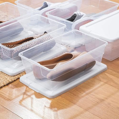 Sterilite 48-Pack 6 Quart Storage Box, Stackable Clear Plastic Bins with Snap-On Lids – Heavy-Duty Organizing Containers for Closet, Bathroom & Office - size: 6 Quart, style: 48 Pack