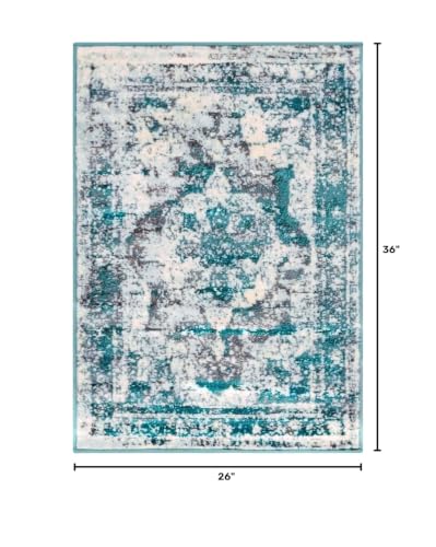 Rugs.com - Monte Carlo Rug – 2' x 3' 1 Turquoise Easy-Clean Rug – Ideal for Entryways, Kitchens, and Small Spaces - color: Turquoise, size: 2'2" x 3' (Rectangular)