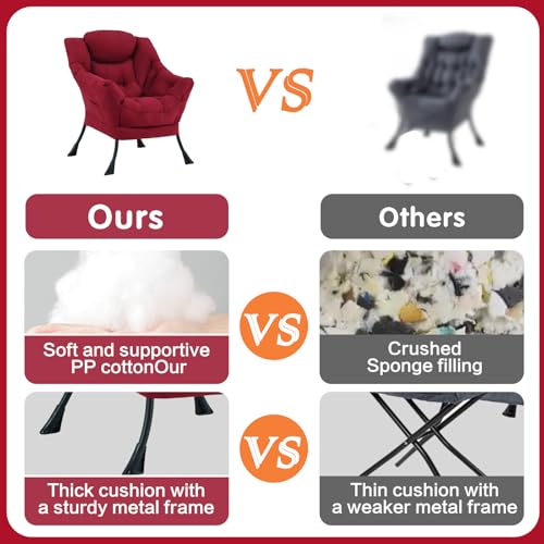 Lazy Chair, Comfy Reading Accent Chair for Bedroom, Burgundy | Comfy Bedroom Accent Chair with Washable Removable Cover and extra throw pillowfor Living Room Dorm - color: Burgundy-single