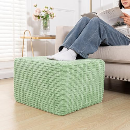 Asuprui Square Pouf Ottoman, Foot Rest for Couch Sofa,Sage Green, 20x14 in | Footstool Ottoman,Stuffed Pouf Ottoman,All-One Foam Filler, Footrest,Beanbag Chair,Floor Pouf for Living Room Wedding Bedroom - color: Sage Green