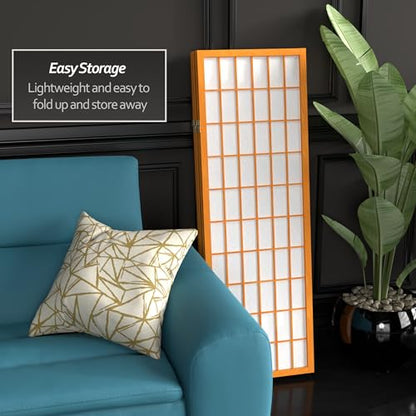 4 ft. Short Window Pane Shoji Screen - Honey - 5 Panels - color: Honey, size: 5 Panels
