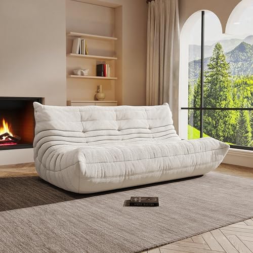 Bean Bag Chair, Cozy Memory Foam Bean Bag Chairs for Adults, Comfy Fireside Accent Chair Lazy Floor Chair for Gaming Bedroom Living Room (White, 3-Seater) - color: White, size: 3-Seater