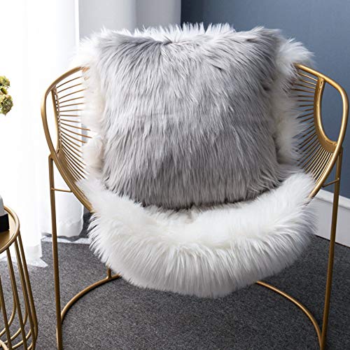 LIGICKY Luxury Series Soft Faux Fur Throw Pillow Cover Decorative Square Plush Pillow Case Cushion Cover for Couch Sofa Bed, 16" x 16" Grey - color: Grey, size: 16" x 16" (Pack of 1)