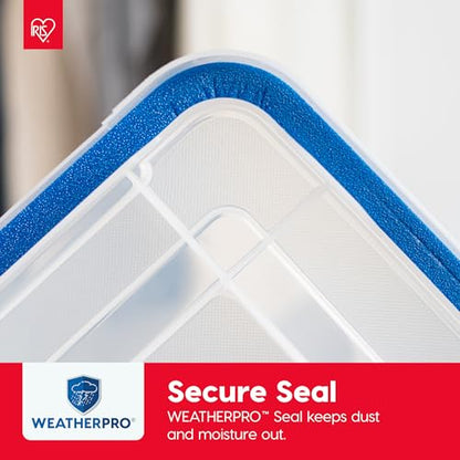 IRIS USA 3-Pack 16 Qt Storage Bins with Gasket Lids, Clear/Blue | WeatherPro seal protects shoes, crafts, documents and supplies from dust and moisture - size: 16 Qt. - 3 Pack