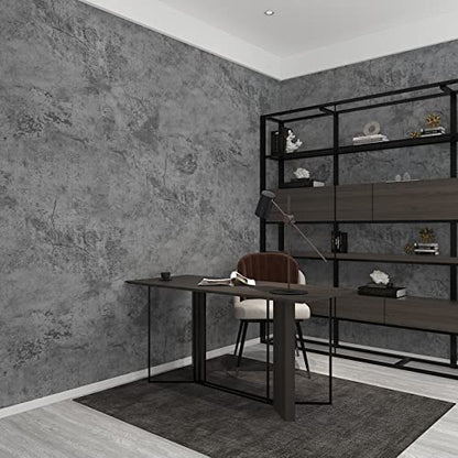 3yecao 31"×157" Extra Thicker Light Blue Grey Black Concrete Wallpaper Peel and Stick 3D Effect Concrete Contact Paper Luxury Vinyl Wrap Matte Textured Look Cement Wall Stickers for Walls Bathroom - color: Grey Blue, size: 31" x 157"