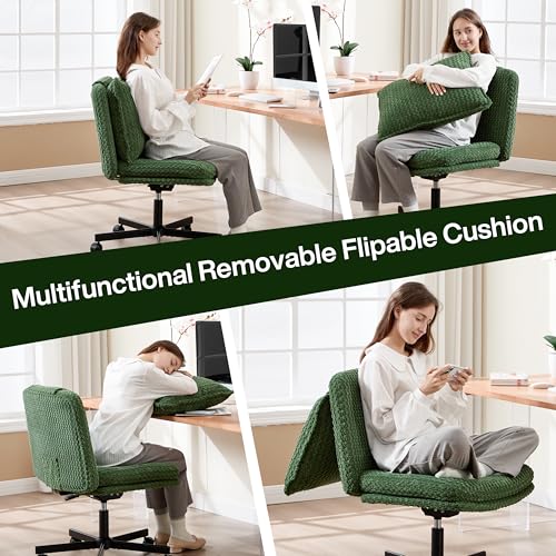 Fizzin Cross Cross Chair Memory Foam Armless with Wheels Home Office Green - color: Green