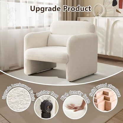 33.9'' Upgrade Fabric Accent Chair with Arms, Modern Single Sofa Chair Armchair Upholstered Comfy Reading Arm Chair for Bedroom, Living Room - color: Beige, size: 30.31"D x 33.9"W x 31.5"H
