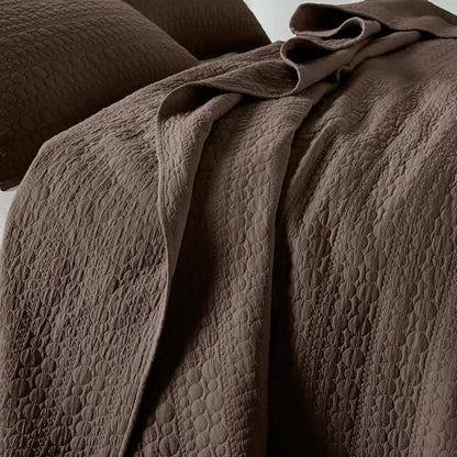 HORIMOTE HOME Quilt Set Twin Size Chocolate, Soft Lightweight Pre-Washed Microfiber Circle Stitches Twin Quilt Bedding Set, All Season Spring Summer Bedspread Coverlet, 1 Pillow Sham, 68x86 Inches - color: Chocolate, size: Twin