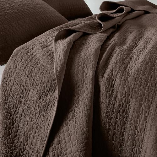HORIMOTE HOME Quilt Set Twin Size Chocolate, Soft Lightweight Pre-Washed Microfiber Circle Stitches Twin Quilt Bedding Set, All Season Spring Summer Bedspread Coverlet, 1 Pillow Sham, 68x86 Inches - color: Chocolate, size: Twin