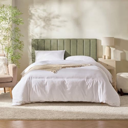 Nestl Upholstered Full Headboard - Easy Assemble Channel Stitched Headboard Full Size - Wall Mounted Headboards with 3D Soundproof Wall Panels Peel & Stick Floating Headboards, Olive Green - color: 07-olive Green, size: Full
