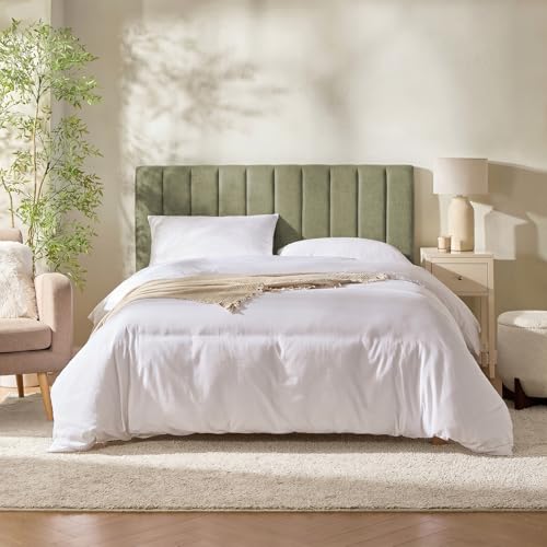 Nestl Upholstered King Headboard - Easy Assemble Channel Stitched Headboard King Size Bed - Wall Mounted Headboards with 3D Soundproof Wall Panels Peel & Stick Floating Headboards, Olive Green - color: 07-olive Green, size: King