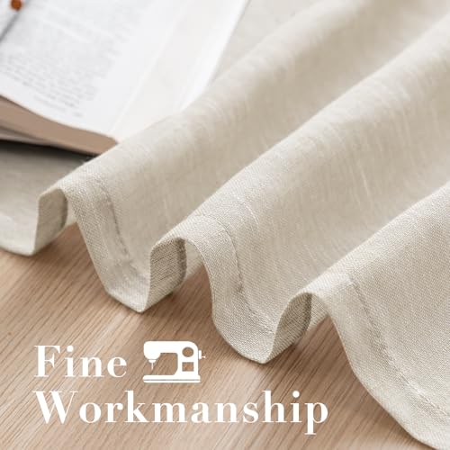 H.VERSAILTEX Natural Linen Sheer Curtains Flax Linen Blended Curtain Panels Living Room, Nickel Grommet Semitransparent Semi-Sheer Soft Privacy Drapes, Natural, 84 inches Long 2 Panels - color: Natural, size: 52"W x 84"L (Pack of 2)
