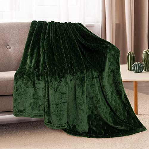 Fleece Blanket Super Soft Cozy Throw Blanket 50" x 60", Lightweight Fuzzy Comfy Textured Flannel Blanket Warm Plush Throw Blankets for Couch, Sofa, Bed, Olive Green - color: Olive Green, size: Throw-50" x 60"