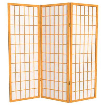 4 ft. Short Window Pane Shoji Screen - Honey - 3 Panels - color: Honey, size: 3 Panels