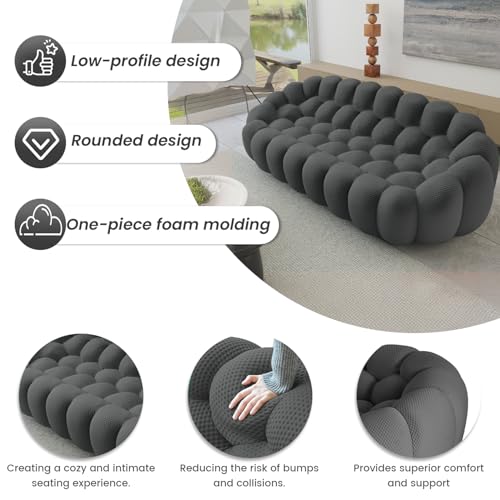 Modular Sectional Sofa,Bubble Couch Set,1 Seater+ Ottoman,Modern Upholstered Bean Bag Sofa Couch Mesh Fabric Lazy Floor Chair Living Roon Sets (Dark Gray) - color: Dark Gray, size: 48"+42"