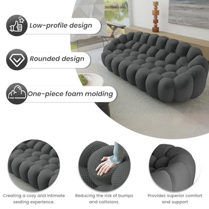 Modular Sectional Sofa,Bubble Couch Set,1 Seater+ Ottoman,Modern Upholstered Bean Bag Sofa Couch Mesh Fabric Lazy Floor Chair Living Roon Sets (Dark Gray) - color: Dark Gray, size: 48"+42"