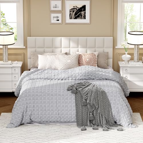 Velvet Upholstered Tufted King Size Headboard,Wood Head Board with Metal Legs, Adjustable Height from 42” to 56”, Bed Headboard in Modern Design,Backboard for Bed, Beige - color: Beige, size: King