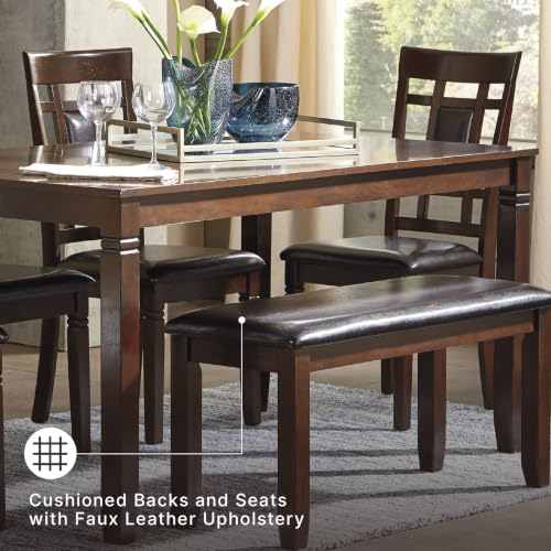 Signature Design by Ashley 6-Piece Dining Table Set with Bench, Dark Brown - color: Brown