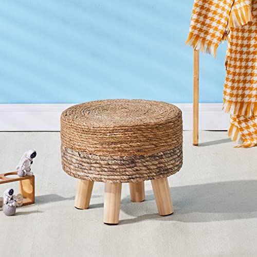 Cpintltr Ottoman Outdoor Sea Grass Stool Poufs Hand Woven Round Foot Stool for Sofa Desk Soft Step Stool Padded Foot Rest Multiple Colors Decorative Furniture Natural/Brown - color: Brown
