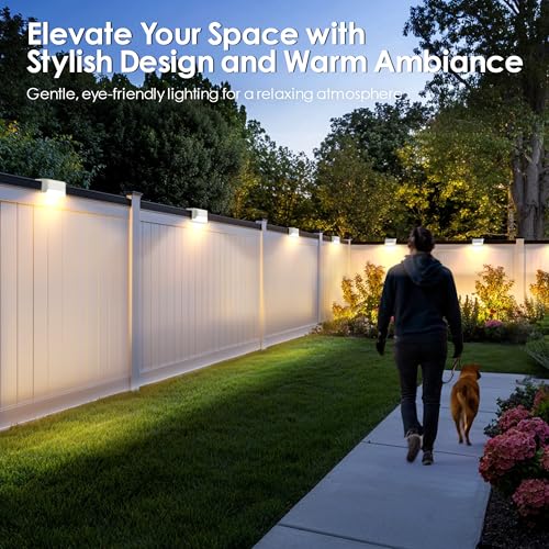 SOLPEX Solar Fence Lights Outdoor, Waterproof LED, 16 Pack Warm White | Solar LED Step Lights for Outdoor Stair, Balcony, Railing, Front Porch, Yard, Garden and Patio Decor - size: 16