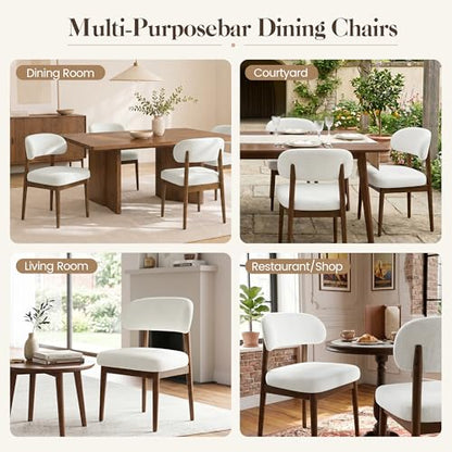 Wooden Dining Room Chairs Set of 2, Modern Upholstered Velvet Kitchen Chairs with Ergonomic Curved Back, Farmhouse Dining Side Chair with Solid Wood Frame for Kitchen Room, Cream - color: Cream