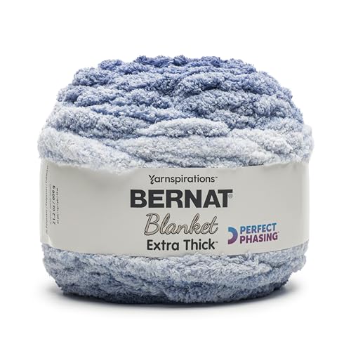 Bernat Blanket Extra Thick Perfect Phasing Chunky Yarn for Hand Knitting, Crocheting, Crafts & Amigurumi - 100% Polyester - #7 Jumbo - 21.2oz/600g - 65 Yards - Deep Navy - color: Deep Navy, size: 1 Pack, style: Extra Thick Perfect Phasing