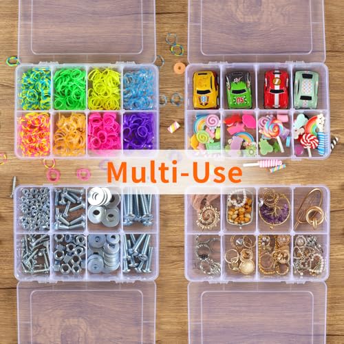 QUEFE Bead Organizer Box 4 Pack 8 Grid Plastic Tackle Box Storage Dividers | Plastic Organizer, Removable Dividers, for Candies Snacks Electronics Jewelry and Small Parts, Drawer and Craft Storage - size: 4pcs