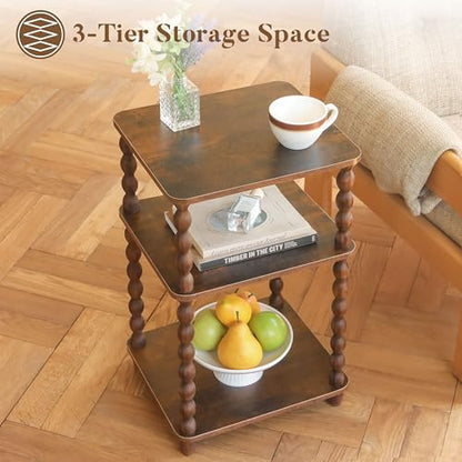 Fultyle Side Table, Small End Table with Storage Shelf, Modern Bedside Table Night Stand for Living Room, Bedroom, Office and Small Spaces (Rustic Brown) - color: Rustic Brown
