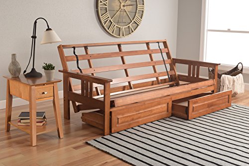 Kodiak Futons Monterey Futon Frame with Drawers, Included, Barbados - color: Frame Only, size: Drawers Included, style: Barbados Finish