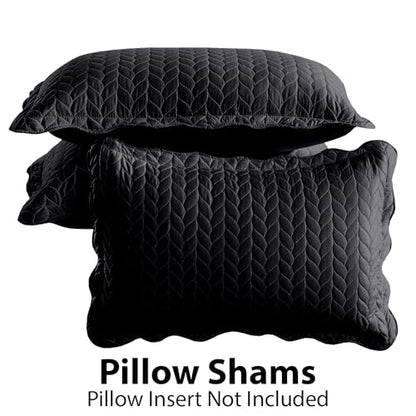 MOONLIGHT20015 Twin Quilt Bedding Set (68” x 86”) - Bulk Pack of 10 Wholesale for Hotels, Guest Bedroom & Airbnbs - Lightweight Microfiber Reversible Embossed Quilts Bedspreads (Black) - color: Black, size: Twin (10 Pack)