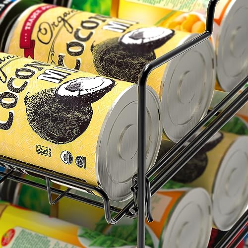 Deco Brothers Stackable Can Rack Organizer Holds Up to 36 Cans, Black | for Kitchen and Pantry - color: Black