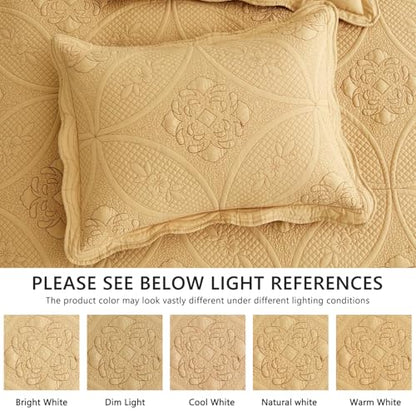 DaisyHuang Bedspread - Full Size Bedding Cover - Modern & Contemporary Coverlet Set, Real Stitching, Reversible, Lightweight, 5 Piece, Honey Gold - color: Honey Gold, size: Full(96"x110")