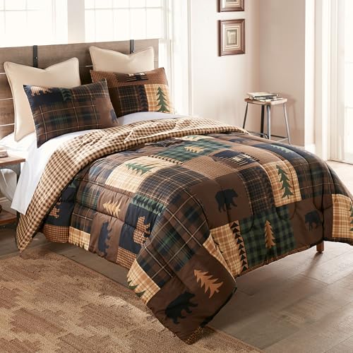 Donna Sharp Brown Bear Cabin Queen Comforter Set, 90" x 90" | Includes 1 Comforter and 2 Standard Shams, Machine Washable - color: Brown Bear Cabin, size: Queen