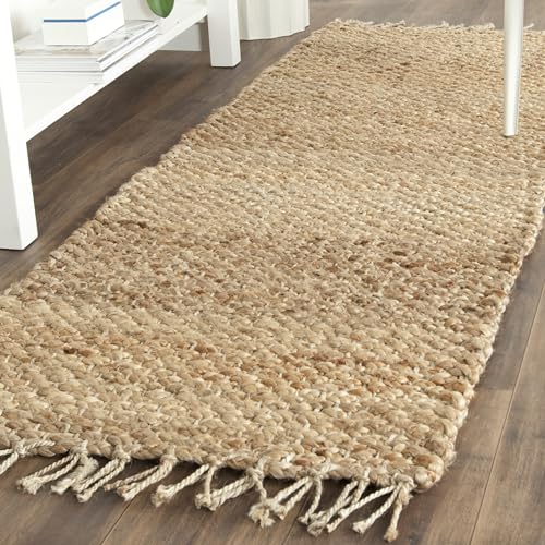 SAFAVIEH Natural Fiber Collection Runner Rug - 2'3" x 17', Natural, Handmade Farmhouse Fringe Jute, Ideal for High Traffic Areas in Living Room, Bedroom (NF733A) - size: 2'3" x 17' (Runner)
