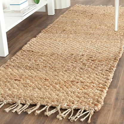 SAFAVIEH Natural Fiber Collection Runner Rug - 2'3" x 15', Natural, Handmade Farmhouse Fringe Jute, Ideal for High Traffic Areas in Living Room, Bedroom (NF733A) - size: 2'3" x 15' (Runner)