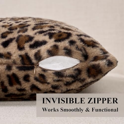 Leopard Body Pillow Cover 20x54 Inches, Brown Cheetah Faux Fur Fluffy Long Pillowcase with Zipper, Soft Shaggy Plush Fuzzy Body Pillow Cover for Bed Sofa Couch, Cozy Side Sleeper Pillow Cover - size: 54"x20"(Pack of 1)