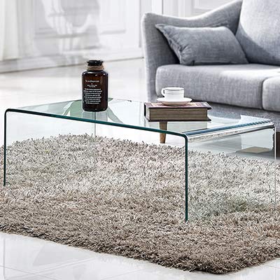 Premium Tempered Glass Coffee Table,Small Modern Clear Coffee Table for Living Room,Match Well with Rug (39.4x19.7x13.8) | Premium - color: Clear