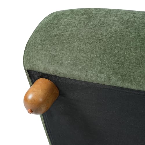 Merax Curved Accent Chair, Modern Armless Lounge Chair with Upholstered Seat, Rounded Backrest and Wood Legs, Single Sofa Seating for Living Room, Bedroom, Reading Nook, Green - color: Green