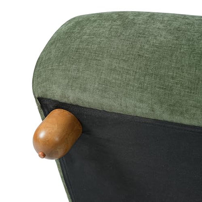 Merax Curved Accent Chair, Modern Armless Lounge Chair with Upholstered Seat, Rounded Backrest and Wood Legs, Single Sofa Seating for Living Room, Bedroom, Reading Nook, Green - color: Green