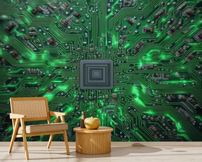Peel and Stick Wallpaper Computer Motherboard CPU System chip core Self Stick Wall Mural Removable Wallpaper Wall Decor for Living Room Boys Girls Bedroom Nursery