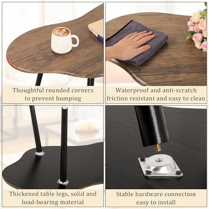 Small Coffee Table Irregular Wood Grain Desktop Coffee Tables Simple Modern Cloud Shaped Center Table Floor Standing Table for Living Room, Home Office - color: Industrial Brown