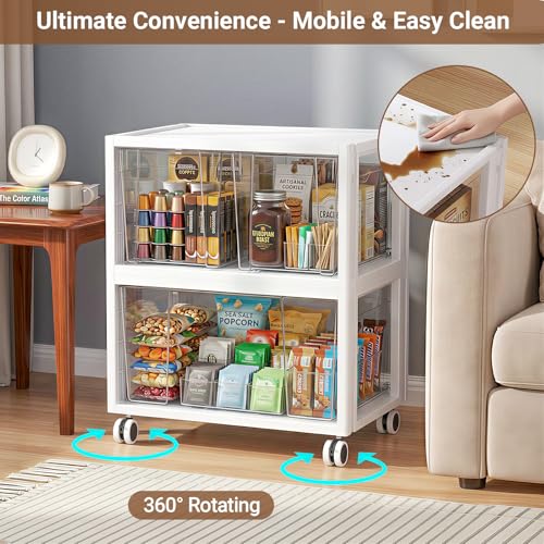 Stackable Storage Drawer Carts, Extra Large Bins 3 Tier 5 Drawers | Smooth Pull-Out Drawers, Clear Plastic Storage Organizer Container For Home Office Bedroom Bathroom Art Crafts Under Desk - size: 3 Tier 5 Drawer